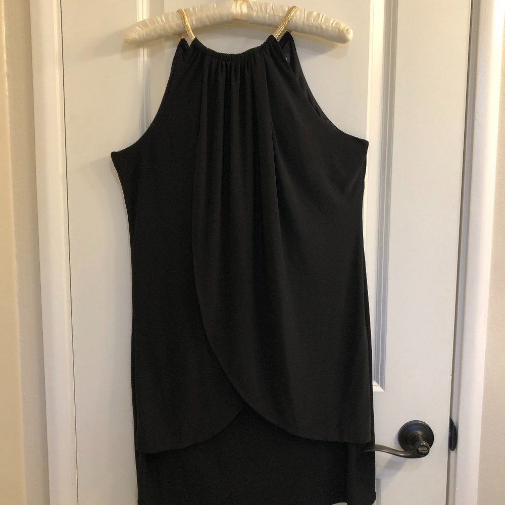 Black Draped Snake-Chain Halter Dress